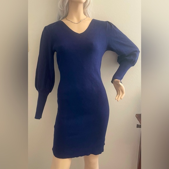 Navy blue Long sleeve sweater dress - Picture 2 of 6